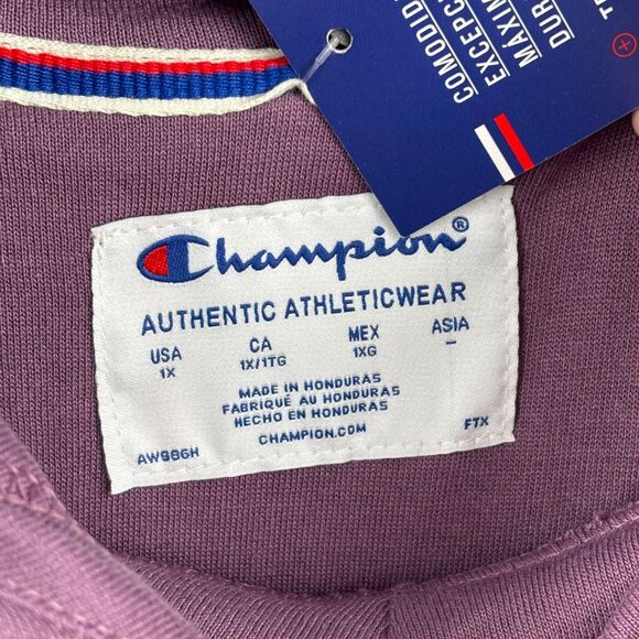NWT Champion Hoodie Womens 1X Purple Pullover Sweatshirt Power Blend new hood - Picture 3 of 12